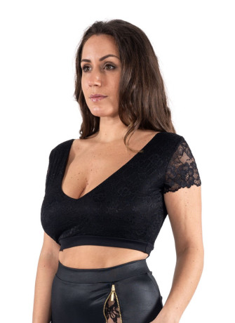 Top court noir bi matière réversible - LTK2-BLK